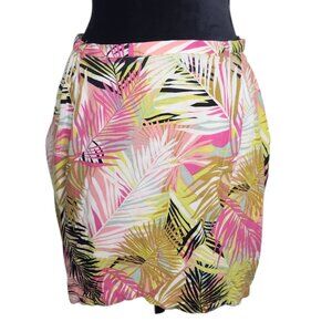 H&M Tropical Pink Green Wrap Lightweight Skirt